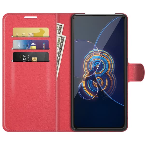 Asus Zenfone 8 Flip Kotelo Litchi Punainen