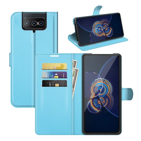 Asus Zenfone 8 Flip Fodral Litchi Blå