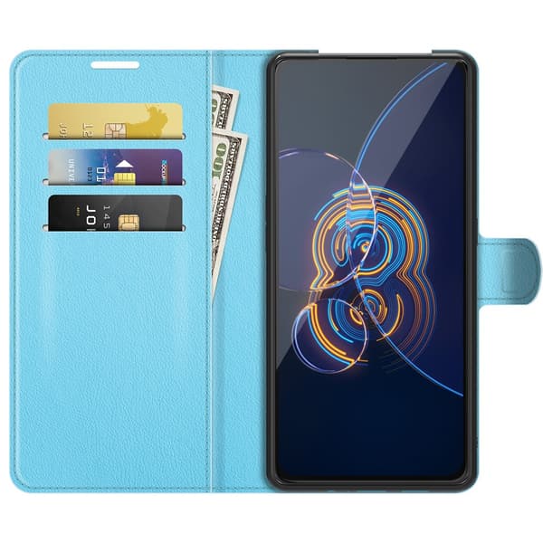 Asus Zenfone 8 Flip Fodral Litchi Blå