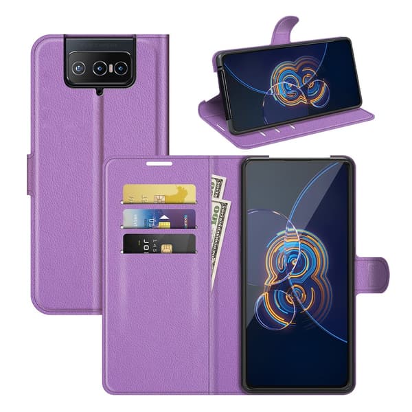 Asus Zenfone 8 Flip Fodral Litchi Lila