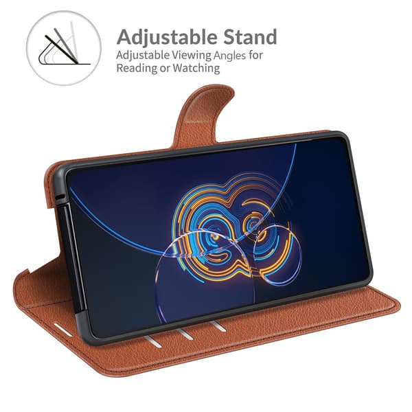 Asus Zenfone 8 Flip Kotelo Litchi Ruskea