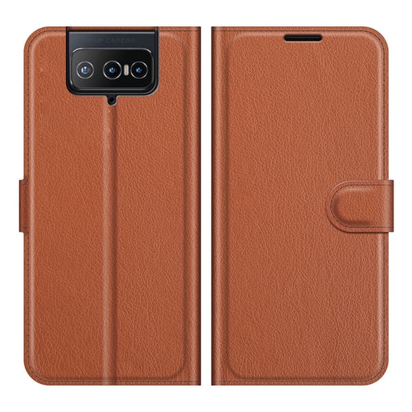 Asus Zenfone 8 Flip Kotelo Litchi Ruskea