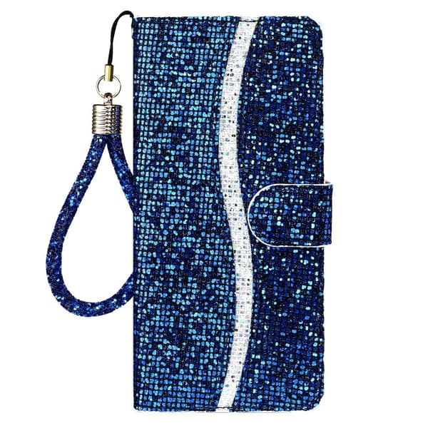 iPhone 13 Pro Kotelo Glitter Stripe Sininen