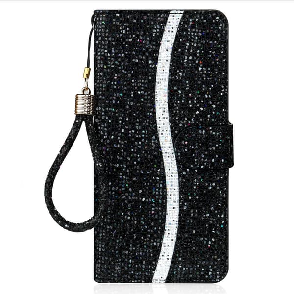 iPhone 13 Pro Kotelo Glitter Stripe Musta