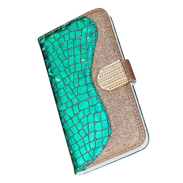 iPhone 13 Pro Kotelo Krokotiilikuvio Glitter Vihreä
