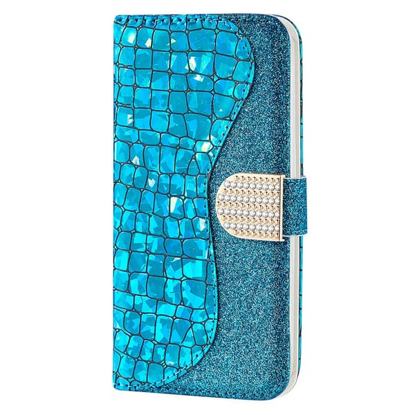 iPhone 13 Pro Fodral Krokodilmönster Glitter Blå