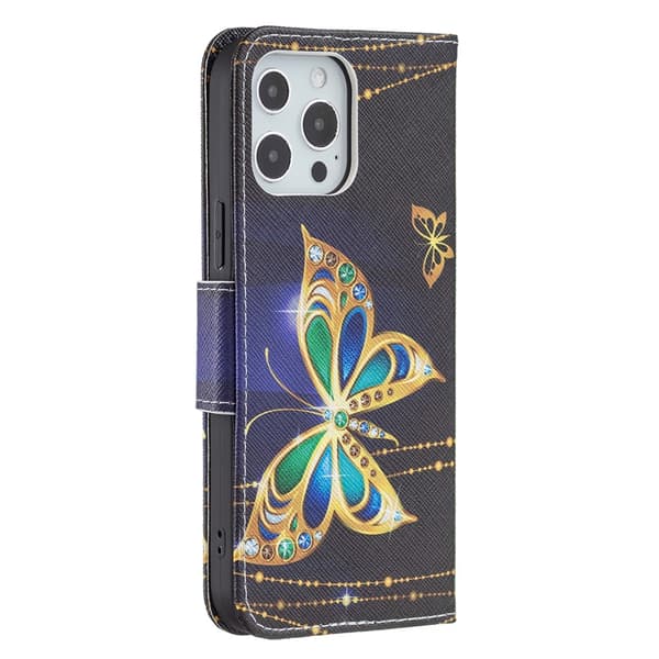 iPhone 13/iPhone 13 Pro Kotelo Aihe Glitter Perhoset