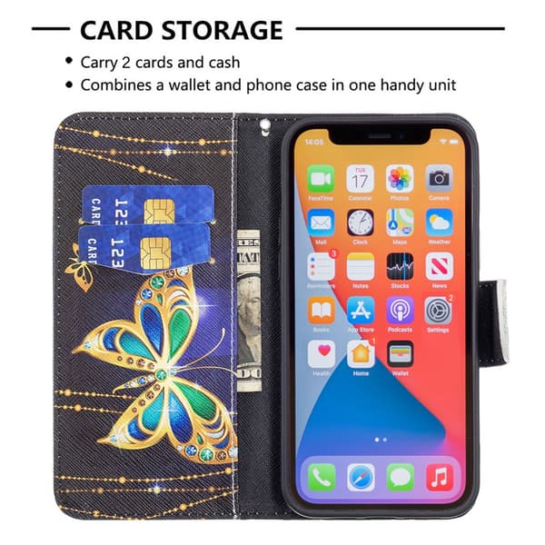 iPhone 13/iPhone 13 Pro Kotelo Aihe Glitter Perhoset