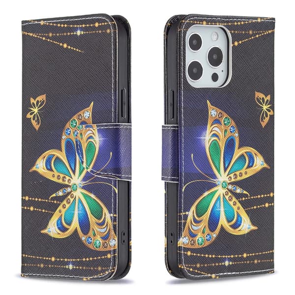 iPhone 13/iPhone 13 Pro Etui Motiv Glitter Sommerfugle