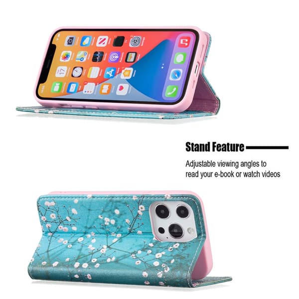 iPhone 13/iPhone 13 Pro Kotelo Flip Aihe Luumunkukan
