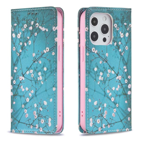 iPhone 13/iPhone 13 Pro Kotelo Flip Aihe Luumunkukan