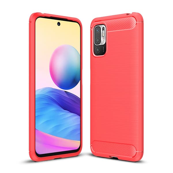 Xiaomi Redmi Note 10 5G Kuori Harjattu Hiilikuiturakenne Punainen