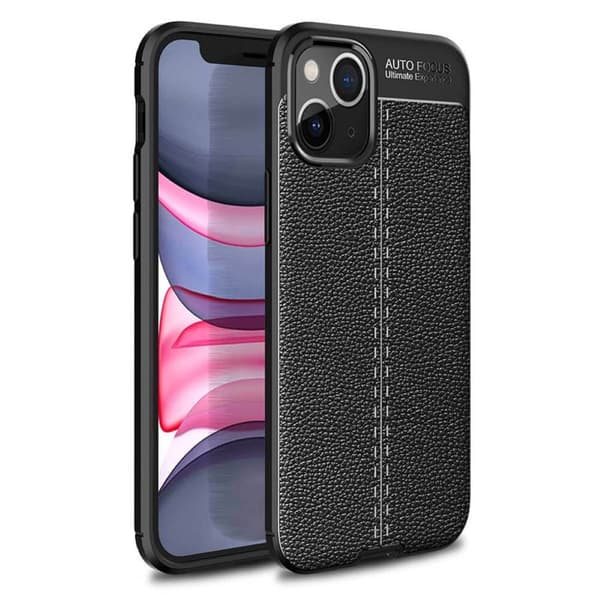 Lædermønstret TPU Cover Apple iPhone 13 mini : farve - sort