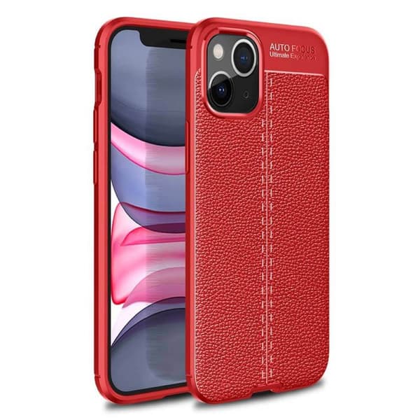 Lædermønstret TPU Cover Apple iPhone 13 : farve - rød