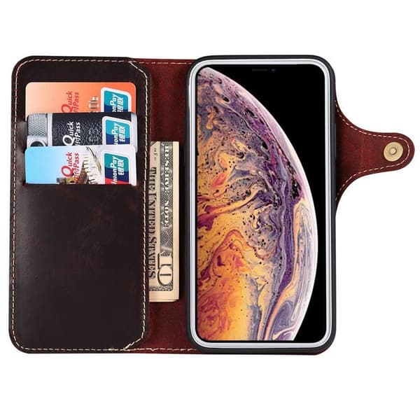 Wallet 3-kort ægte læder Apple iPhone 13 Pro (6.1") : farve - oxblood