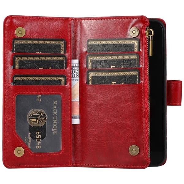 DoubleFlip Zipper 9-kort Apple iPhone 13 Pro (6.1") : farve - rød