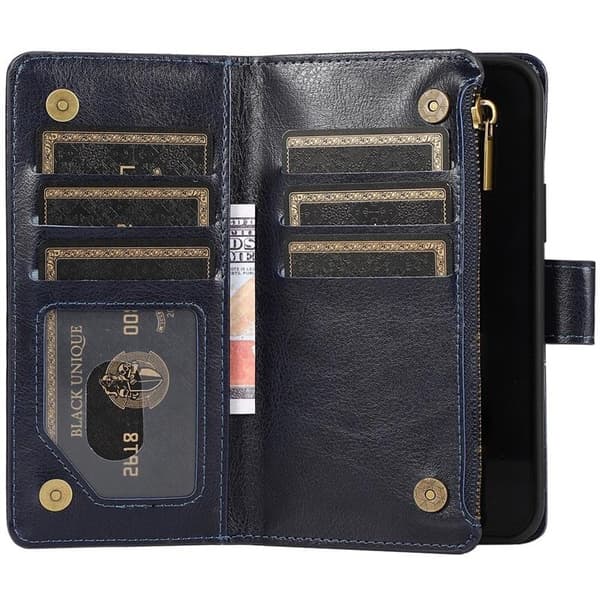 Kaksoiskäänto Zipper 9-kortti Apple iPhone 13 Pro (6.1") : väri - sininen