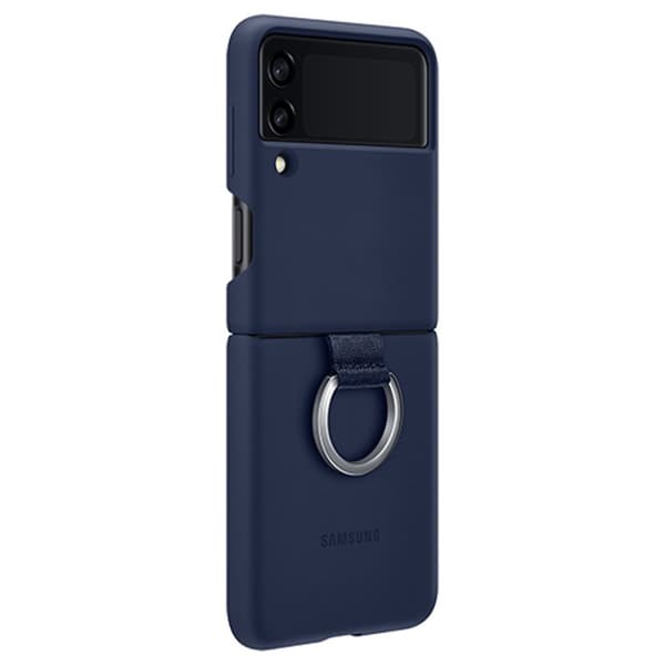 Samsung Original Galaxy Z Flip 3 Kuori Silicone Cover with Ring Navy