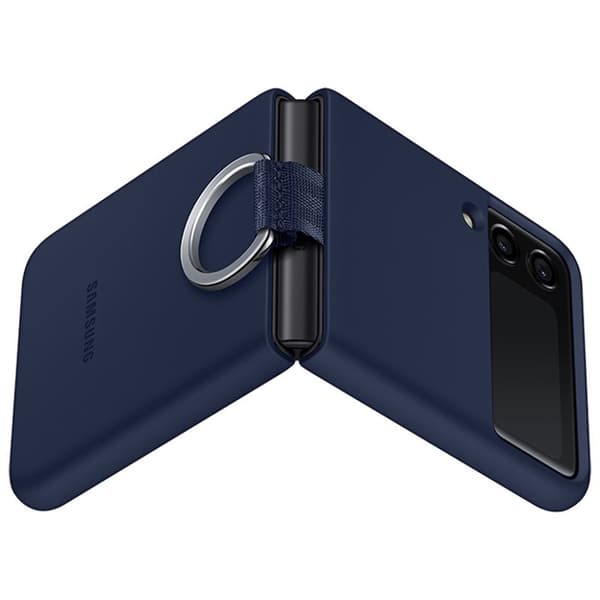 Samsung Original Galaxy Z Flip 3 Kuori Silicone Cover with Ring Navy