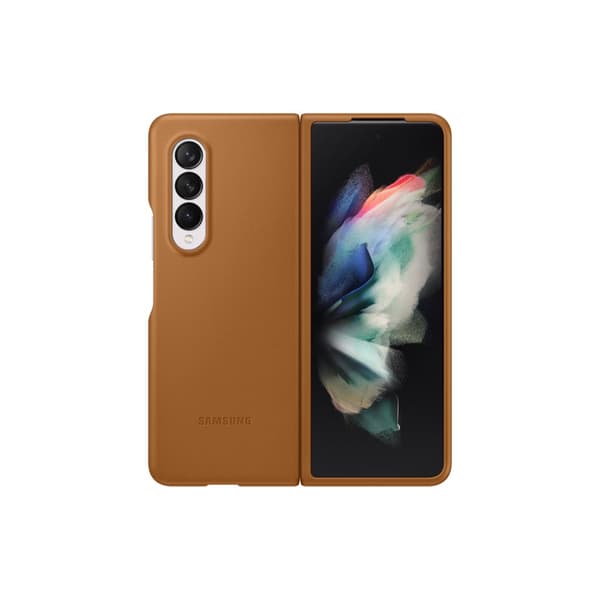 Samsung Original Galaxy Z Fold3 Cover Leather Cover Camel