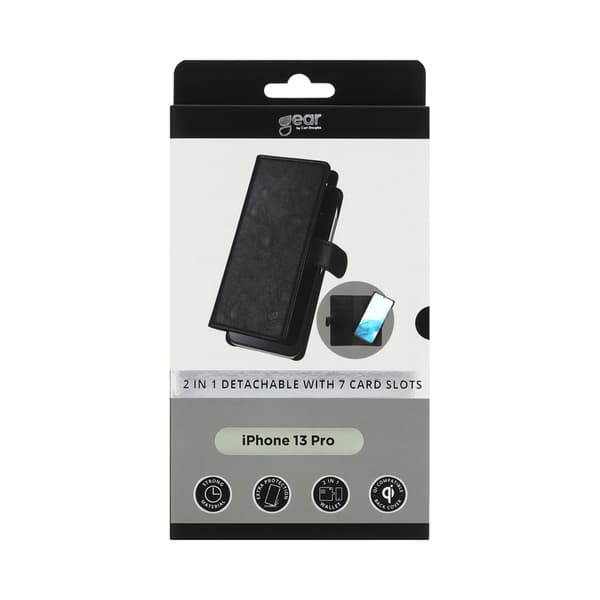 Wallet 2-i-1 7 Kortrum Sort - iPhone 13 Pro