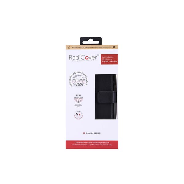 RADICOVER Strålingsbeskyttende Wallet PU iPhone 13 Pro Max Flipcover RFID Sort