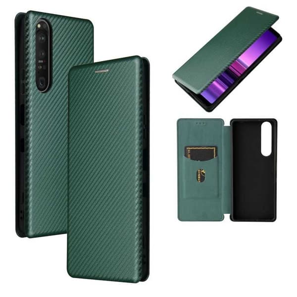 Xperia 1 III Flip Case -korttipaikka CarbonDreams Green