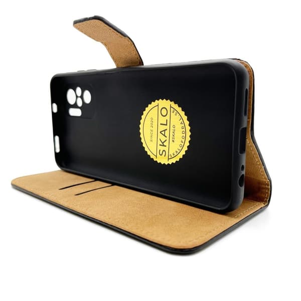 SKALO Xiaomi Redmi Note 10/10S Plånboksfodral Äkta Skinn