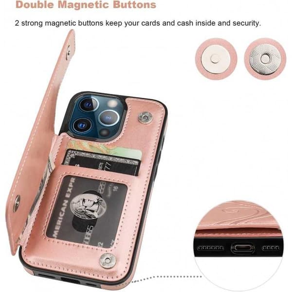 iPhone 13 Pro Max Iskunkestävä kotelo Korttiteline 3-POCKET Flippr V2