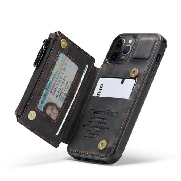 iPhone 13 Pro Max Skal Korthållare & Dragkedja 4-FACK CaseMe Flippr