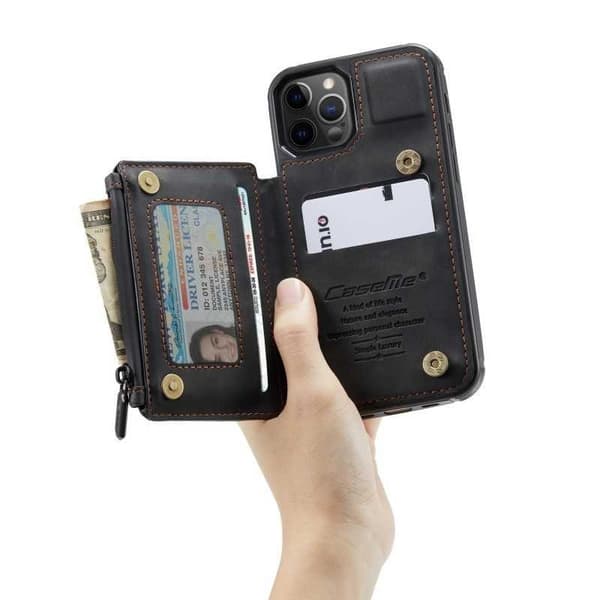 iPhone 13 Pro Max Skal Korthållare & Dragkedja 4-FACK CaseMe Flippr