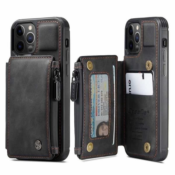 iPhone 13 Pro Max Skal Korthållare & Dragkedja 4-FACK CaseMe Flippr
