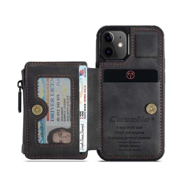 iPhone 13 Mini Case -korttipidike ja vetoketju 4-POCKET CaseMe Flippr