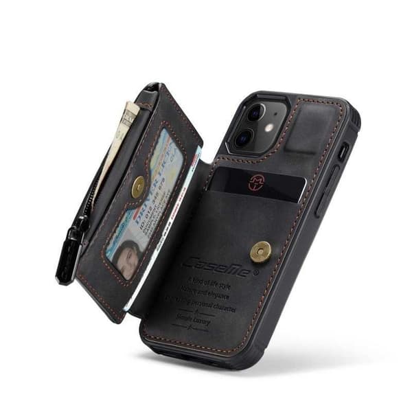 iPhone 13 Mini Case -korttipidike ja vetoketju 4-POCKET CaseMe Flippr