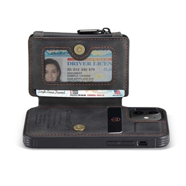 iPhone 13 Mini Case -korttipidike ja vetoketju 4-POCKET CaseMe Flippr