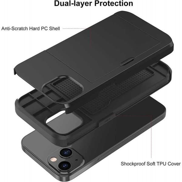 iPhone 13 Stöttåligt Skal med Kortfack