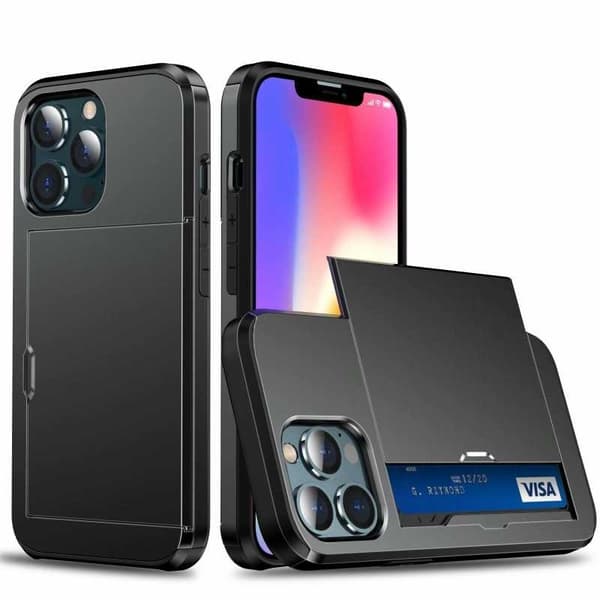 iPhone 13 Pro Stöttåligt Skal Kortfack StreetWise - Svart