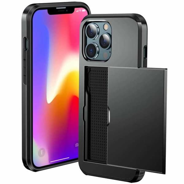 iPhone 13 Pro Stöttåligt Skal Kortfack StreetWise - Svart