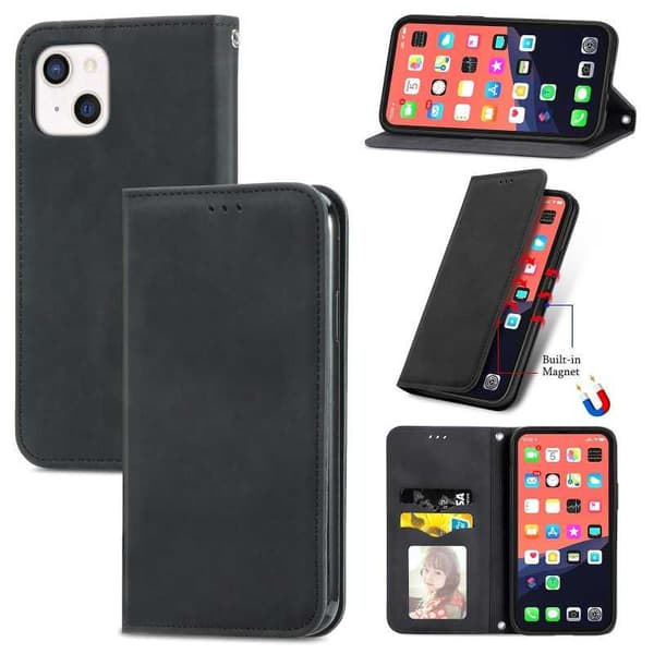 iPhone 13 Mini Flip Case Korttilokero Suede