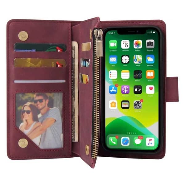 iPhone 13 Mini multifunktionelt pung etui Lynlås 8-rum