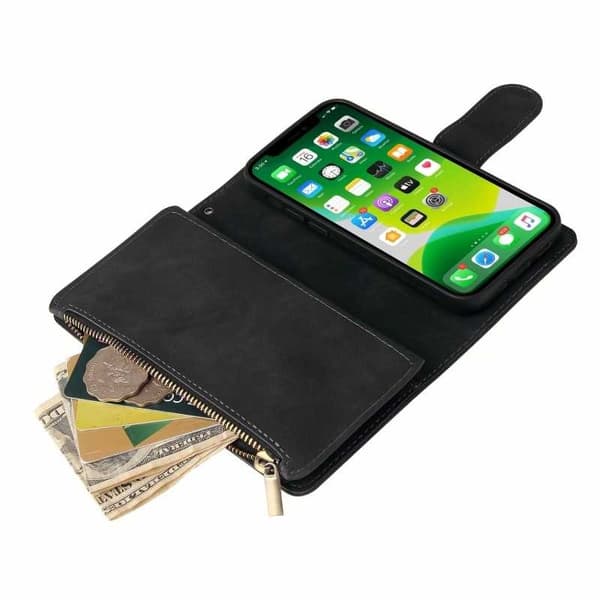 iPhone 13 Mini multifunktionelt pung etui Lynlås 8-rum