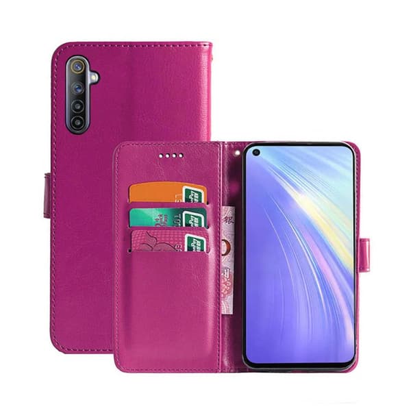 Lommebokdeksel 3-kort Realme 6 : Farge - Rosa