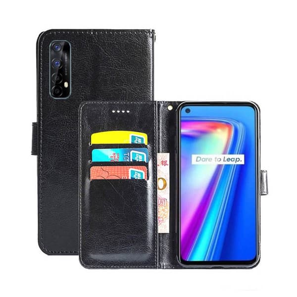 Wallet Cover 3-kort Realme 7 4G : farve - sort