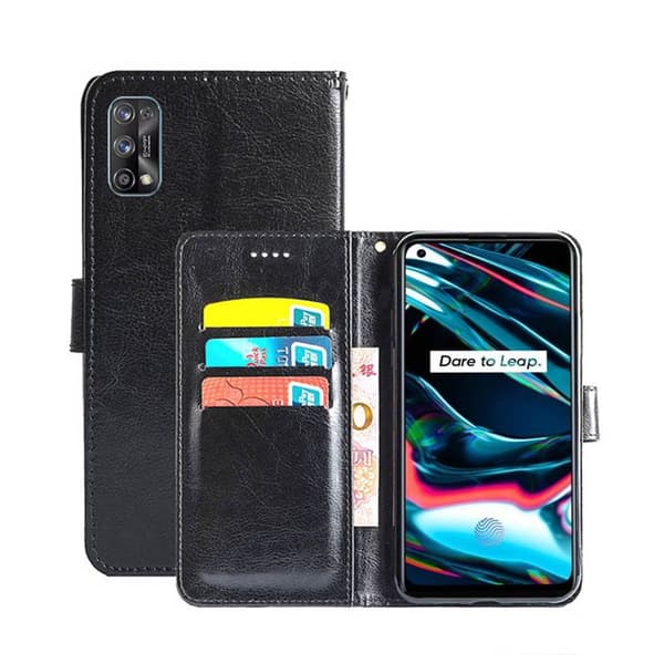 Lommebokdeksel 3-kort Realme 7 Pro 4G : Farge - Svart