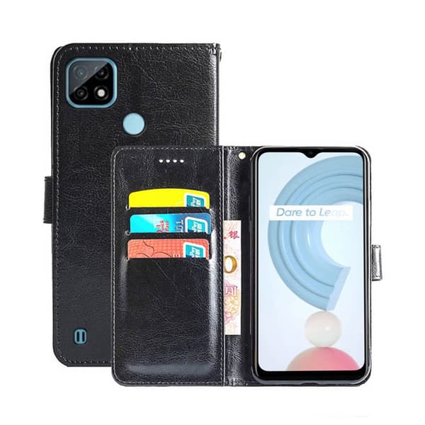 Wallet Cover 3-kort Realme C21 : farve - sort