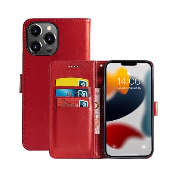 Apple iPhone 13 Pro Max Wallet Cover 3-kort : farve - rød