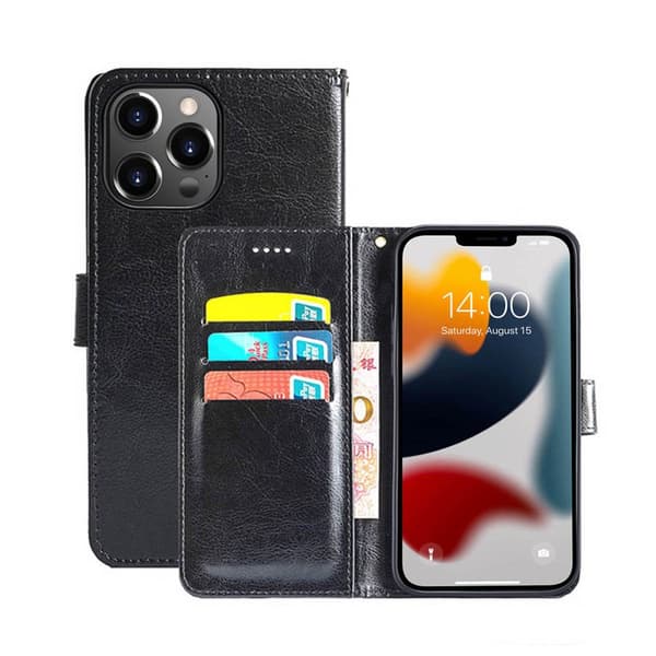 Apple iPhone 13 Pro Max Wallet Cover 3-kort : farve - sort