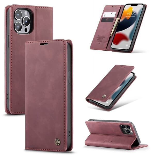 CaseMe Smart FlipCase Apple iPhone 13 Pro : Farge - Vinrød