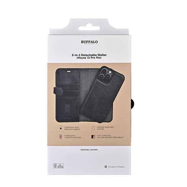 Wallet Læder Til 3 kort iPhone 13 Pro Max Sort