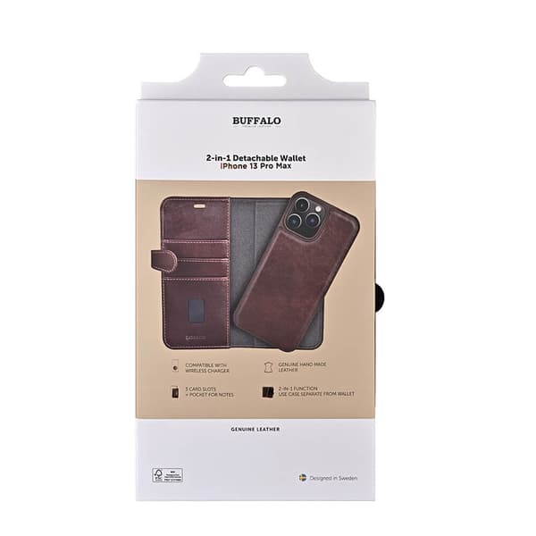 Wallet Læder Til 3 kort iPhone 13 Pro Max Brun